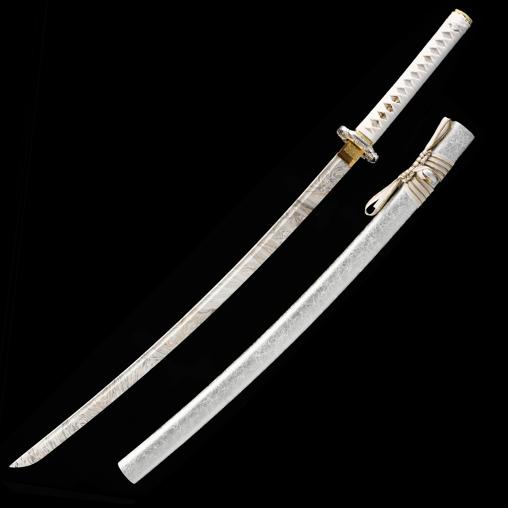  Espada Katana, espada japonesa hecha totalmente a mano, acero  de alto carbono 1040, espada real estilo Samurai, con diseños florales  delicados grabados en la hoja de la espada : Deportes y