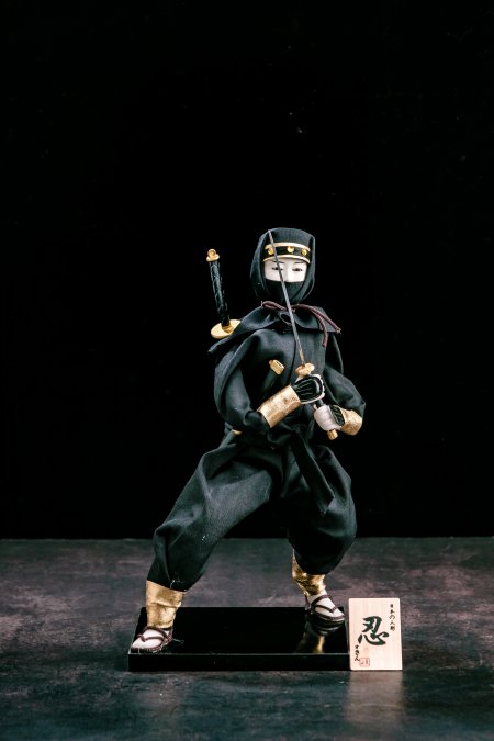 Japanese Ninja Warrior Statue Doll With Black Uniform