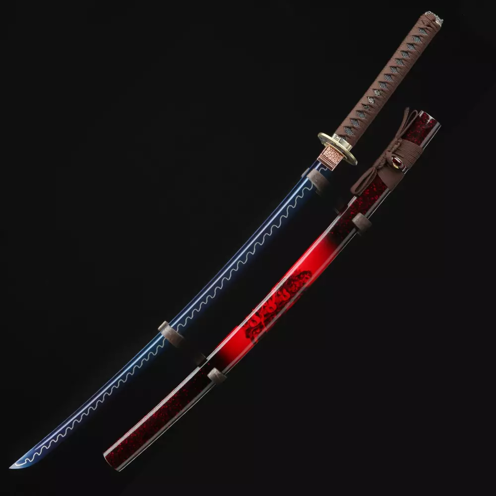 Handmade 1095 Steel Blue Blade Buddha And Skull Tsuba Theme Japanese Katana Samurai Swords Truekatana