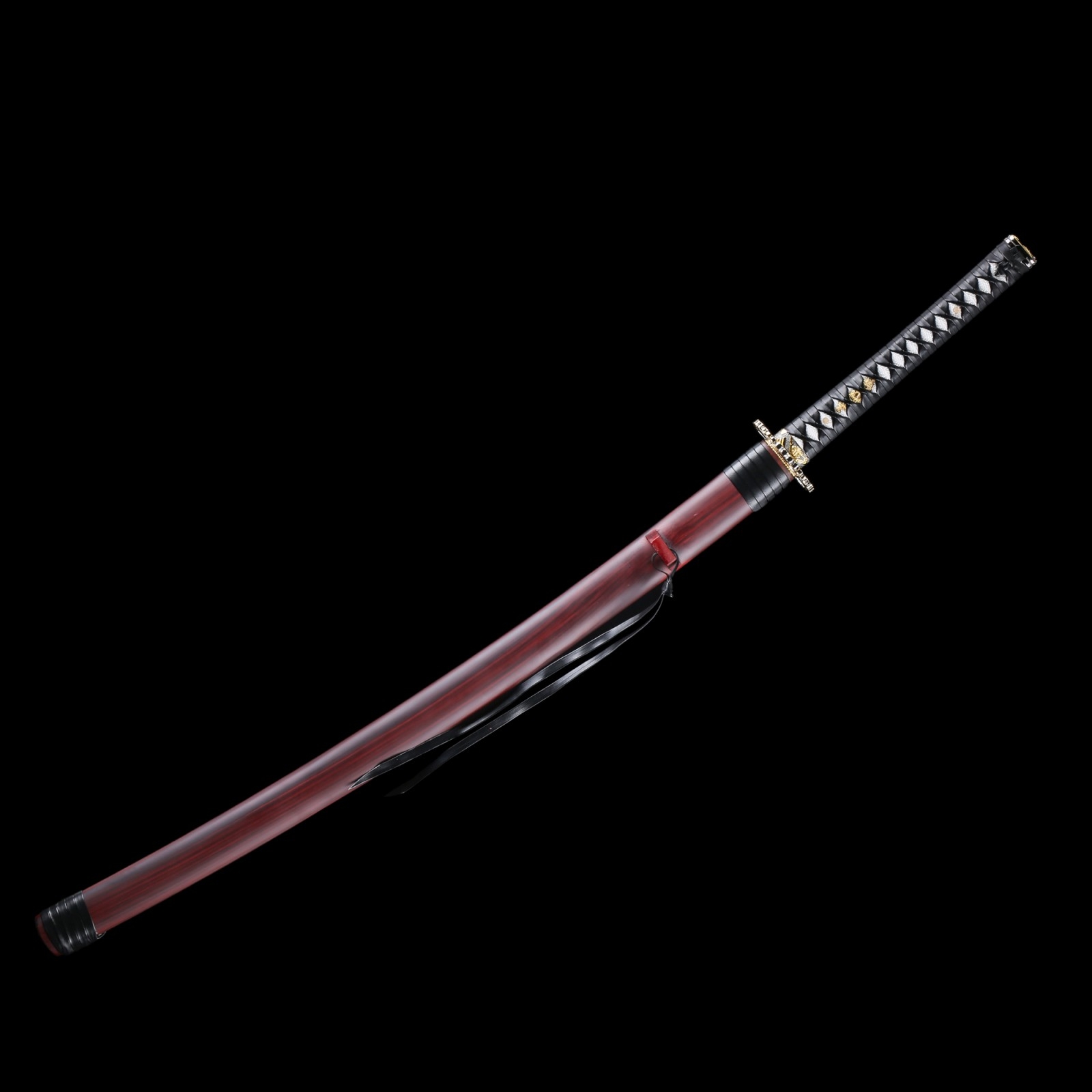 Black And Red Katana Handmade Japanese Samurai Sword 1060 Carbon Steel With Red Scabbard