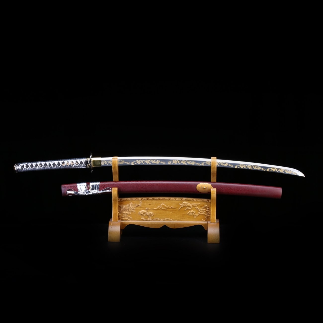 Samurai Swords Handmade Carbon Steel Laser Engraving Blade