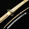 Handmade Japanese Katana Sword With Golden Blade And Bamboo Style Tsuba