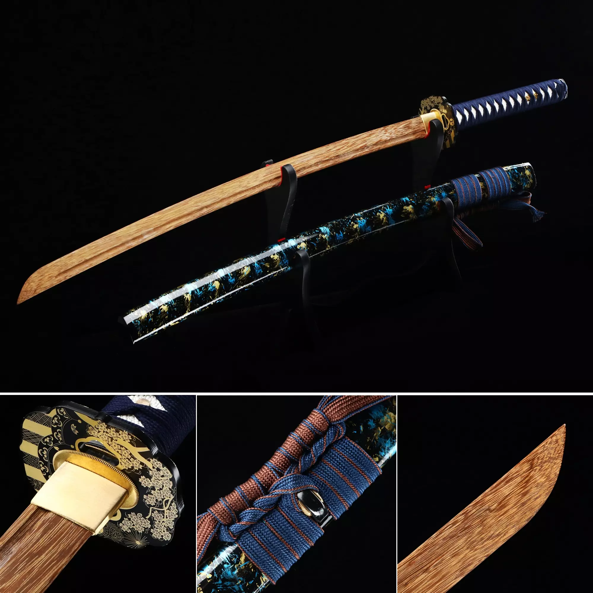 Wooden Katana | Handmade Wooden Unsharp Katana Sword With Brown Blade ...