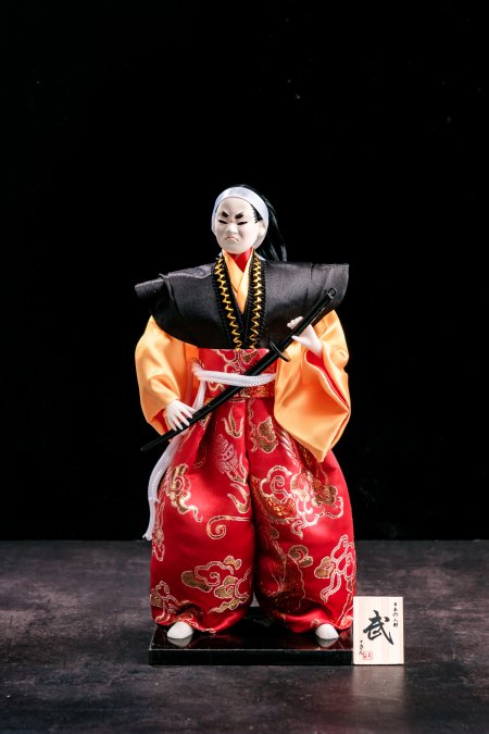 Japanese Samurai Statue Doll With Kimono