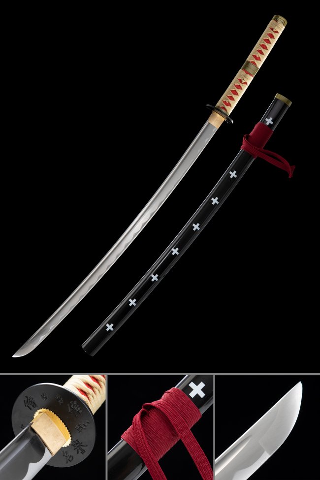 Trafalgar Law Sword Kikoku - One Piece Surgeon of Death Nodachi 1060 Carbon Steel Red Yellow Handle