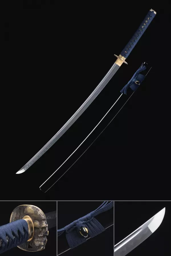 Espada Samurái Japonesa Hecha A Mano Full Tang Con Skull Tsuba