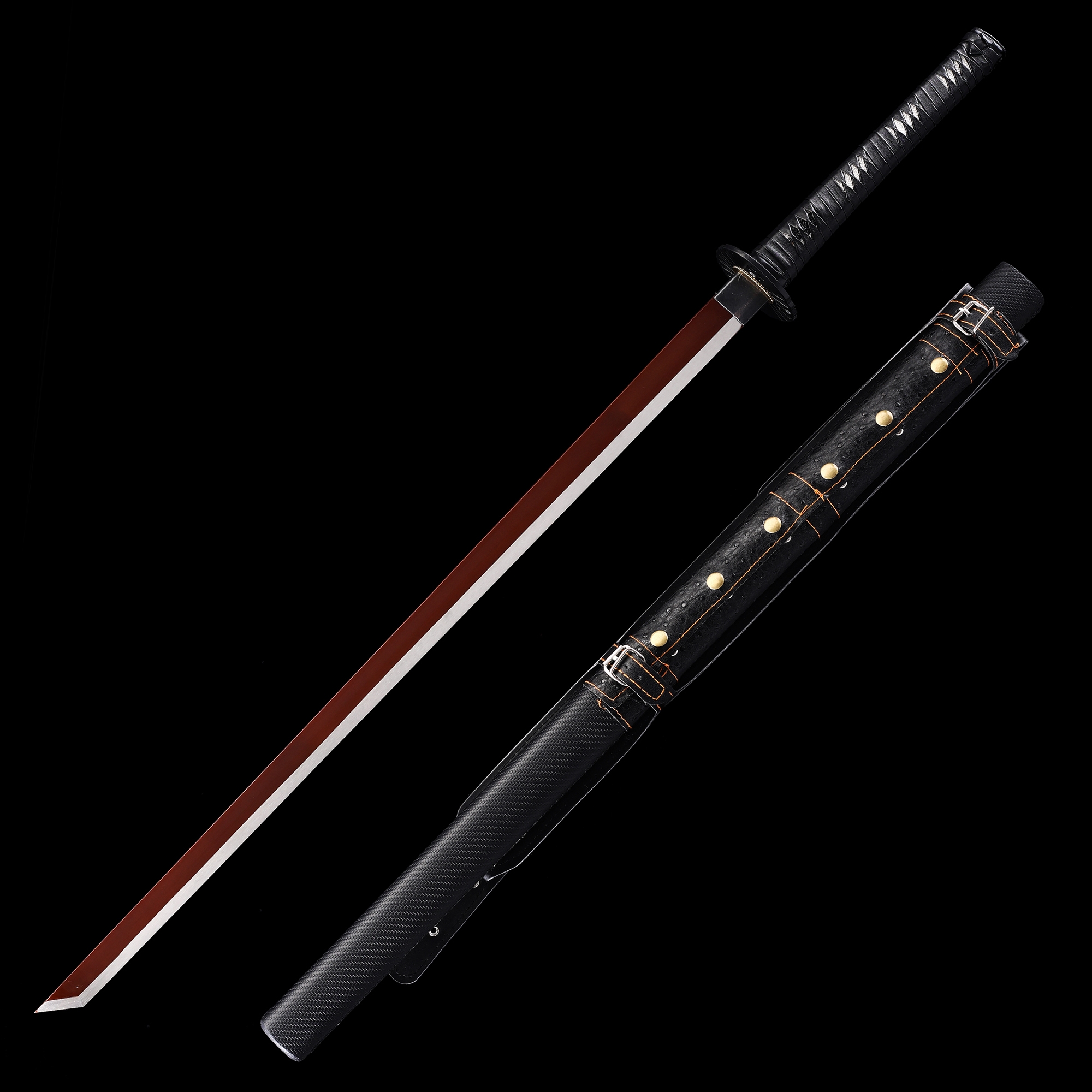 Red Ninja Sword | 1095 Carbon Steel Ninjato with Dark Red Blade in