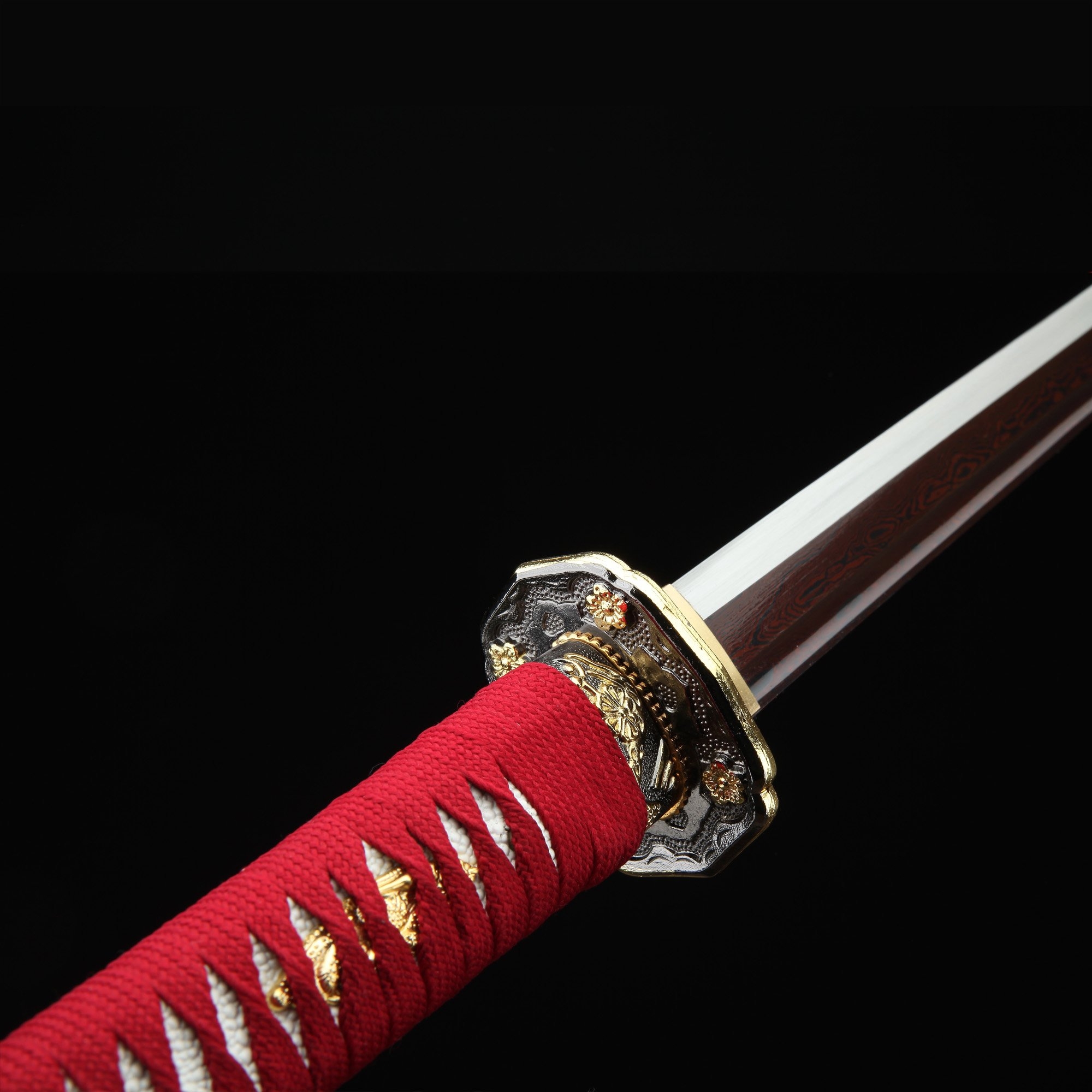 Handmade Red  Straight Blade Ninjato Ninja Sword  With Red  