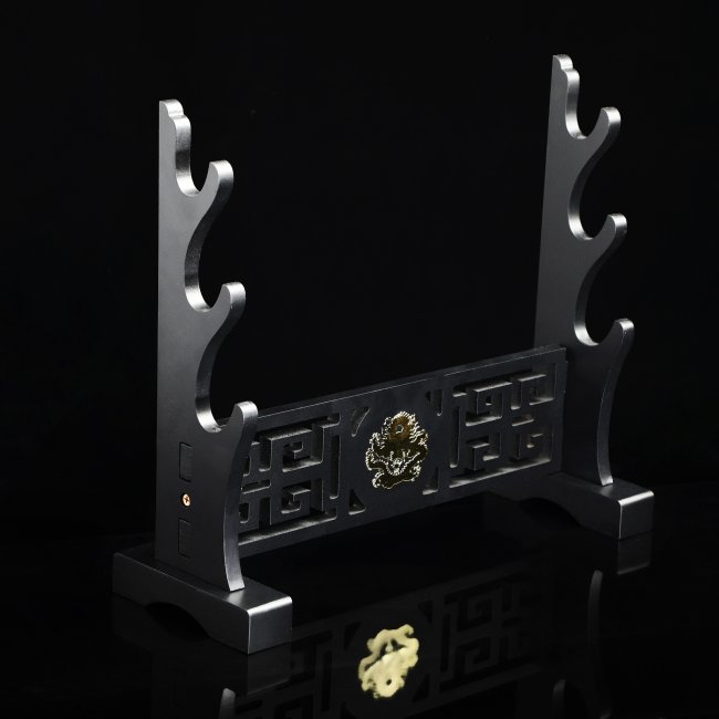 3 Tiers Katana Sword Stand Holder Display Three-layer Rack Base Black Lacquered Wood