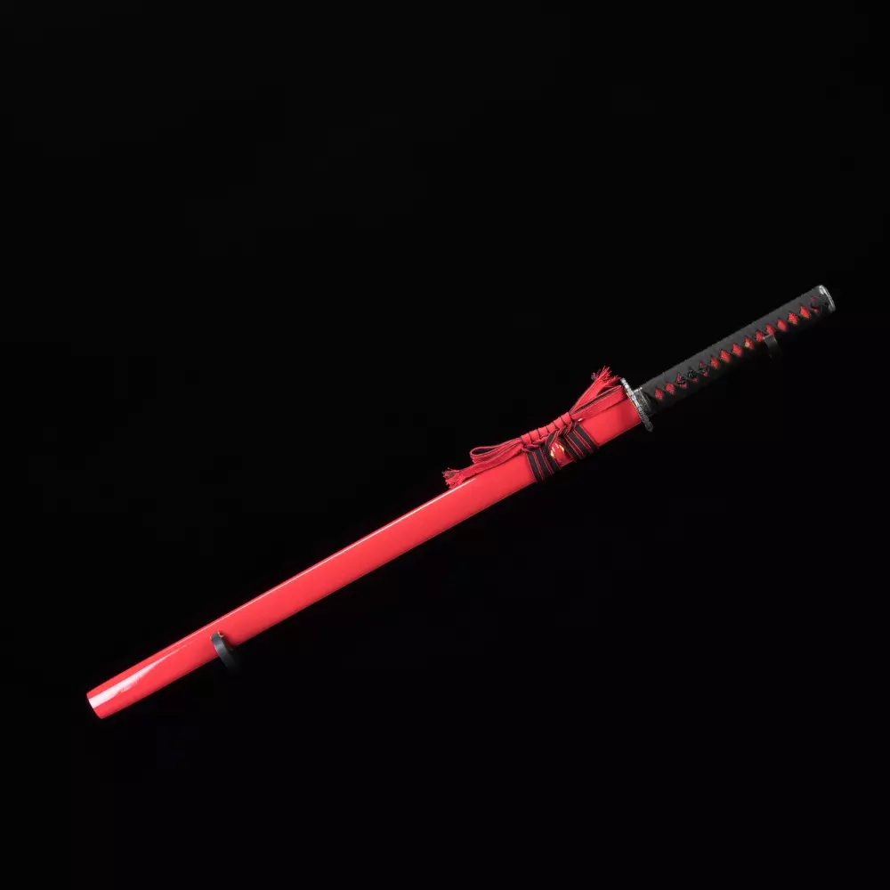 ネクメイドナナ　レッド　SE Red Ninja Sword | Damascus Steel Ninjato with Dark Red Blade