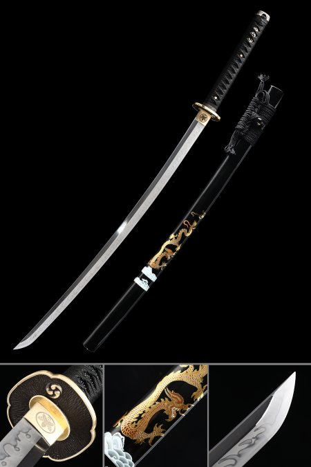 Full Tang Sword, Handmade Japanese Katana Sword T10 Folded Clay Tempered Steel Real Hamon