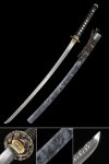 Handmade Japanese Katana Sword Pattern Steel With Gray Scabbard