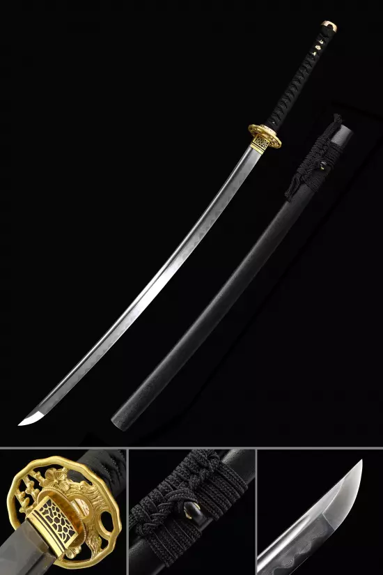 Handmade Japanese Sword T10 Folded Clay Tempered Steel Full Tang