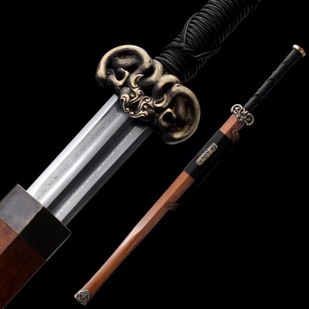 High-performance Pattern Steel Chinese Han Dynasty Sword With Rosewood Scabbard