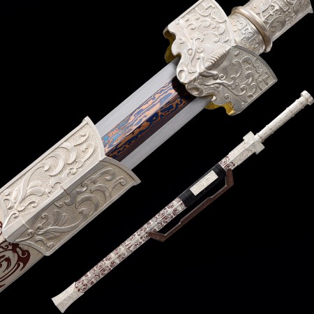 High-performance Pattern Steel Red Blade Chinese Han Dynasty Sword With Copper Scabbard