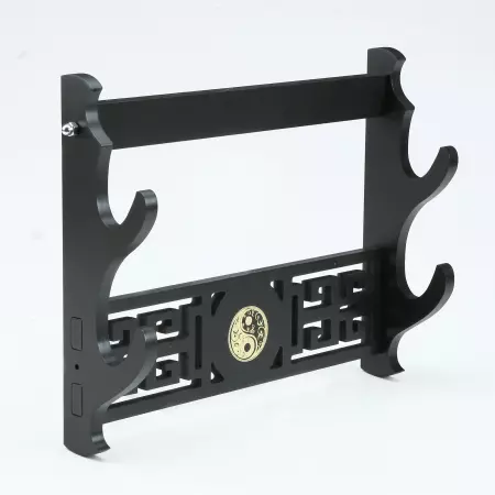 Handmade Black Wooden Double Tier Katana Sword Stand Holder Display Rack Stand Wall Mount