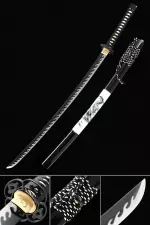 Handmade Japanese Samurai Sword Full Tang With Black Blade