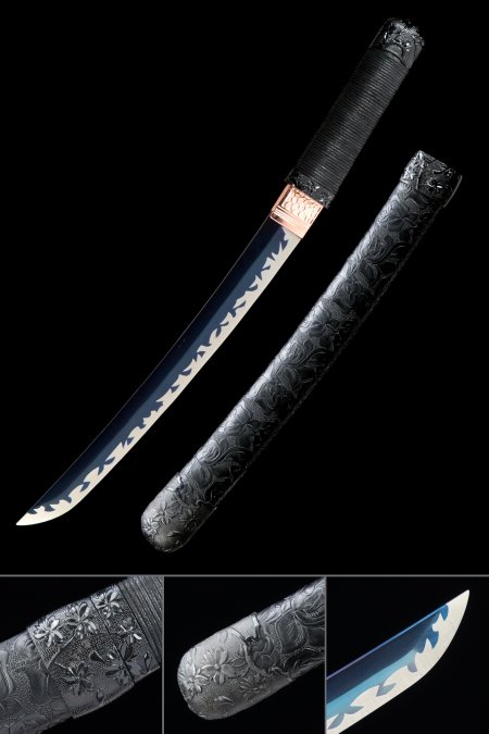 Handmade Modern Japanese Tanto Sword With Blue Blade