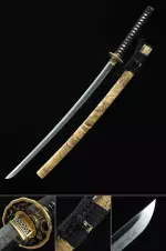 Handmade Japanese Katana Sword T10 Folded Clay Tempered Steel Real Hamon