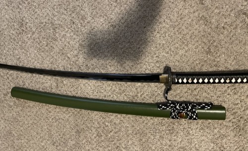 Handmade Japanese Katana Sword With Green Scabbard