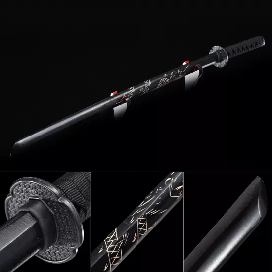 Handmade Black Wooden Kendo Stick Kendo Bokken Iaido Practice Daito Sparring Training Katana Swords