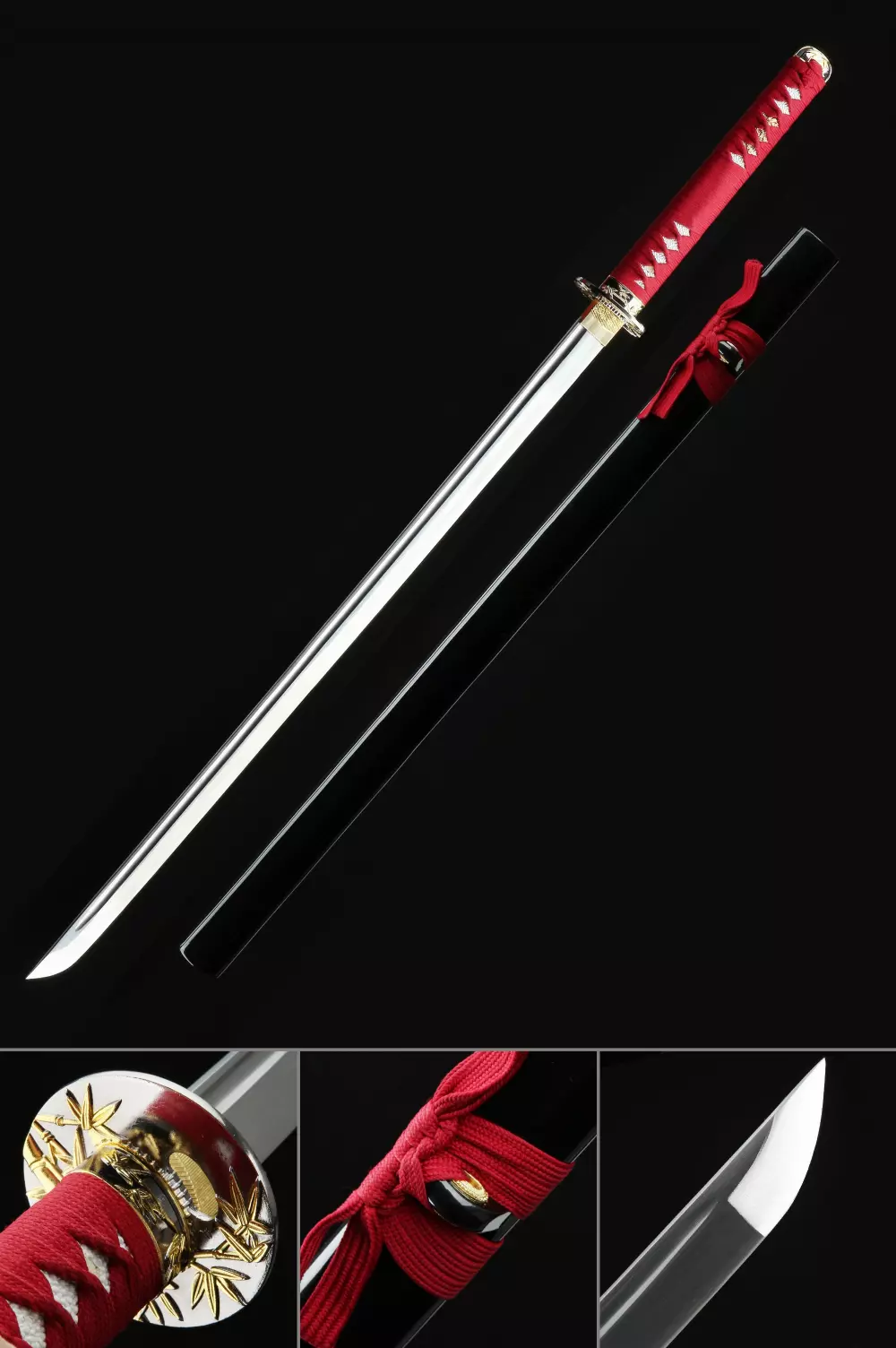 Japanese Straight Sword Samurai Katana Sharp 1095Carbon Steel Ninja Knife  Saber