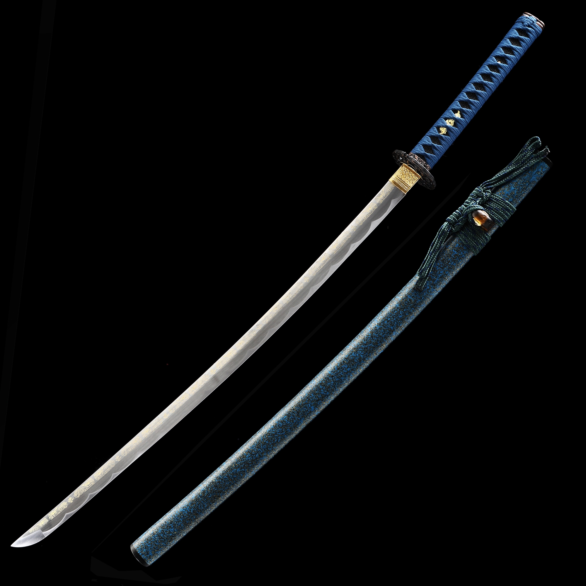 1095 high Carbon Cold Steel Heat Tempered Full Handmade Japanese Samurai Katana Hand Forged Japanese top Real Authentic Tang knife/sword,Blue