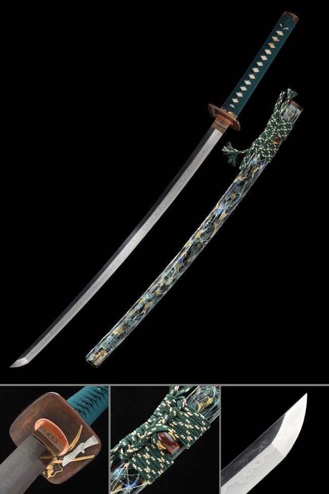 Crane Tsuba T10 Carbon Steel Katana, Real Hamon, Full Tang & Premium