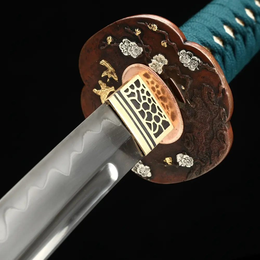 Authentic Katana | Manganese Steel Katana with Hamon in Teal Ito
