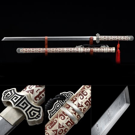 High-performance Chinese Dao Sword Pattern Steel Full Tang With Copper Scabbard