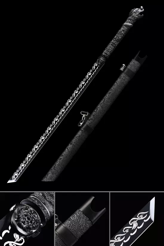 Handmade Japanese Ninjato Ninja Sword With Black Dragon Handle