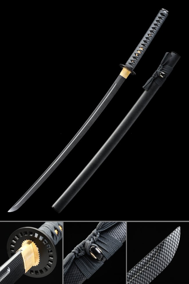 Gray Blade Aluminum Practice Katana - Unsharpened 41-Inch, Iron Tsuba, Ray-Skin Handle, Cosplay