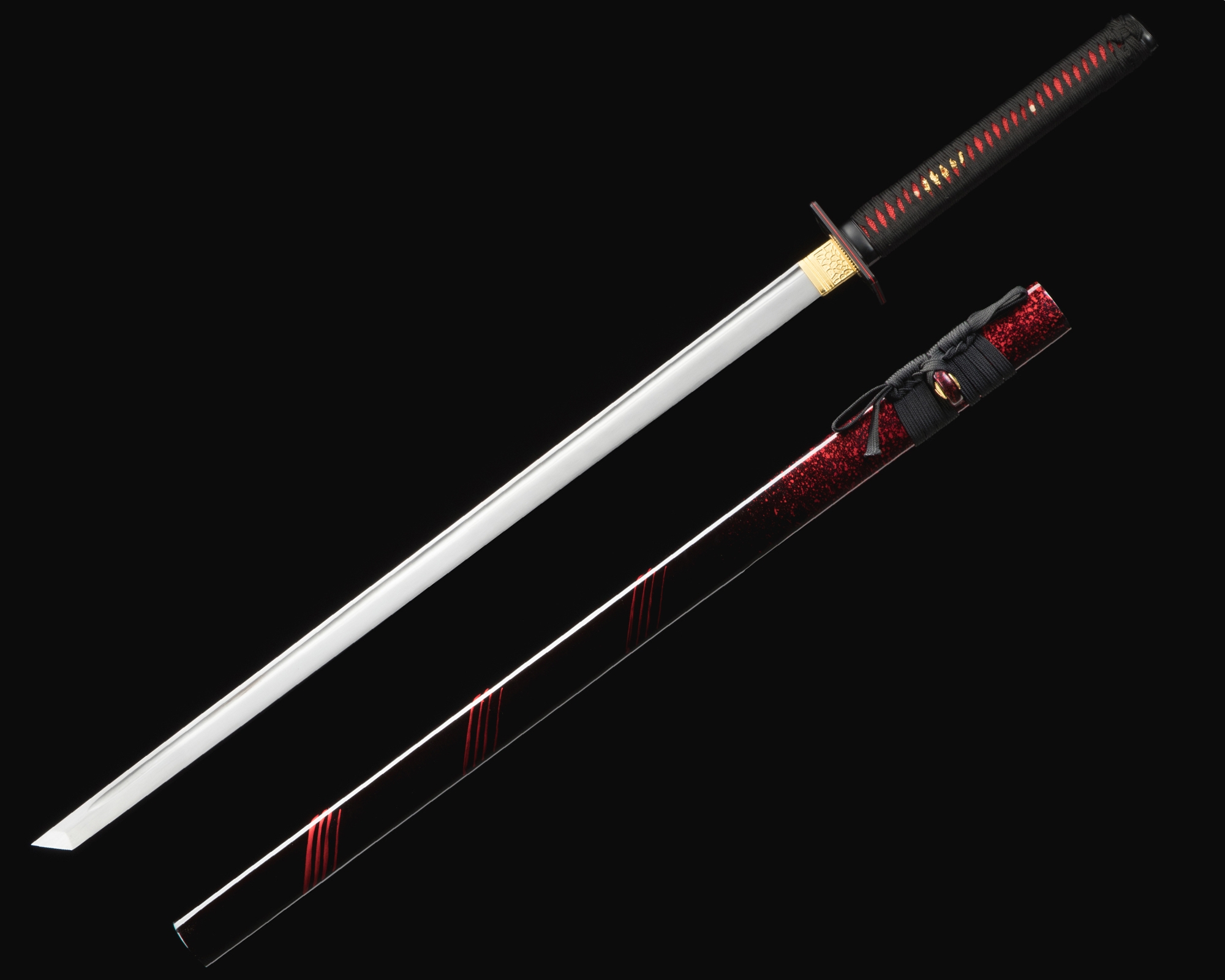 Straight Katana | Manganese Steel Straight Ninjato with Red-Black