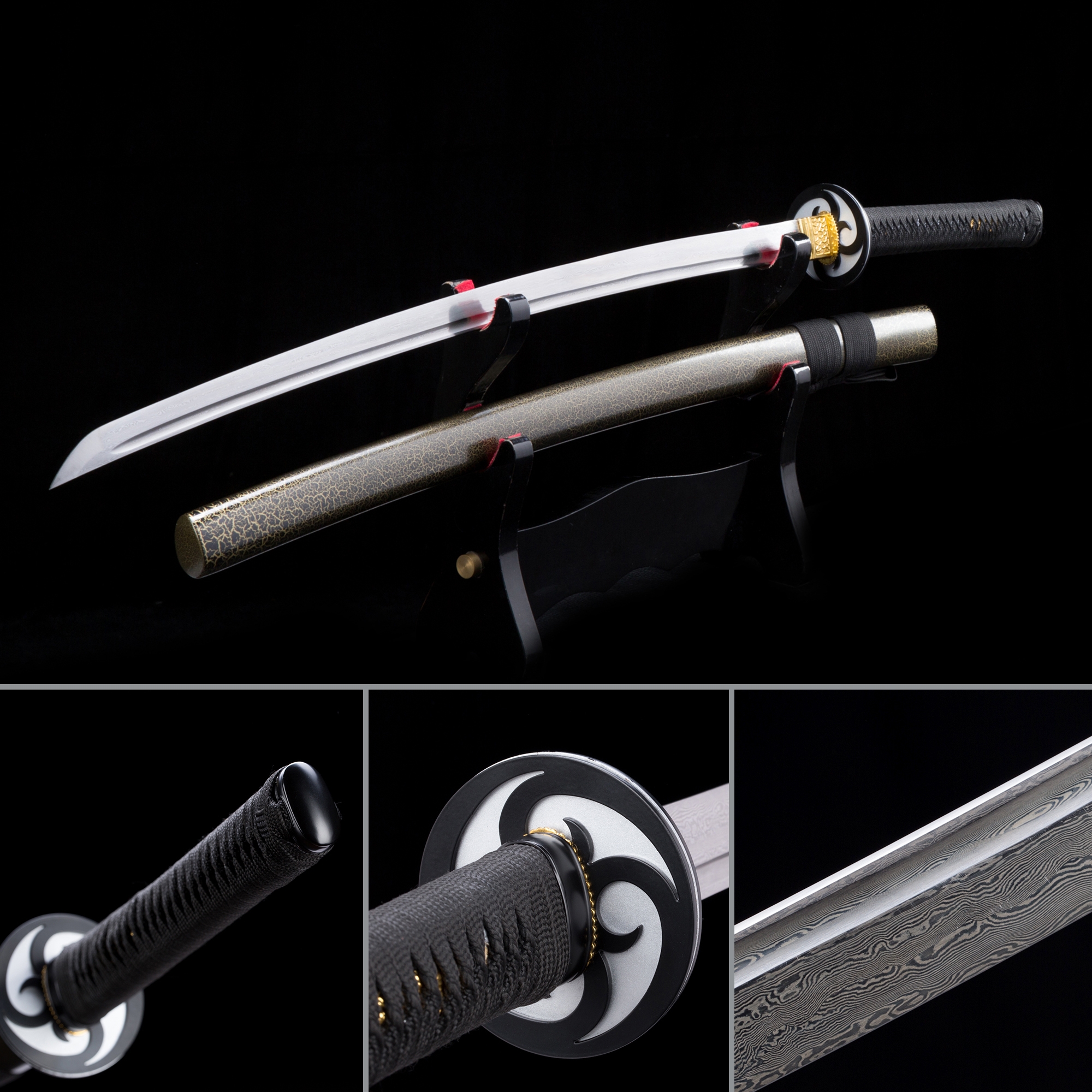 Handmade Pattern Steel Real Japanese Samurai Katana Swords With Multi ...