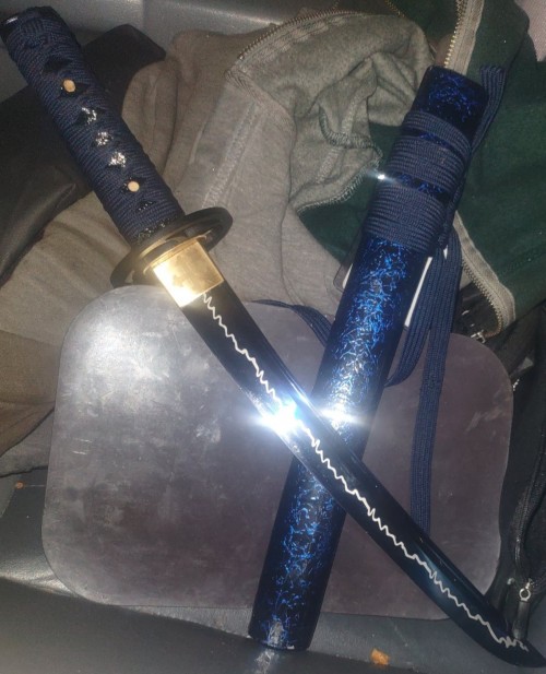 Handmade Japanese Tanto Sword High Manganese Steel With Blue Blade