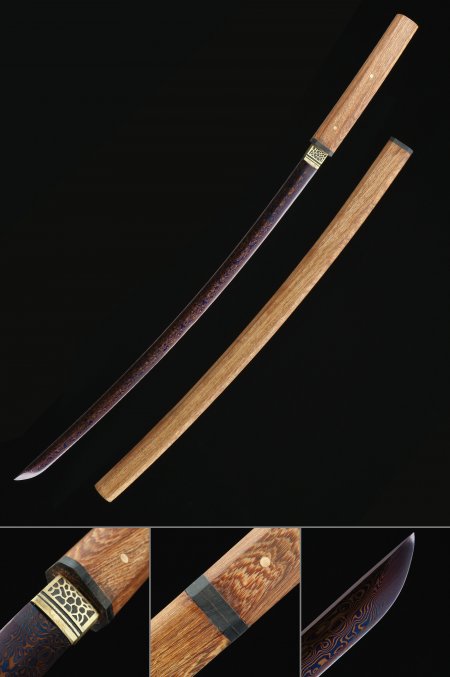 Japanische Shirasaya Katana Schwerter Musterstahl Ohne Tsuba Mit Blauer Klinge