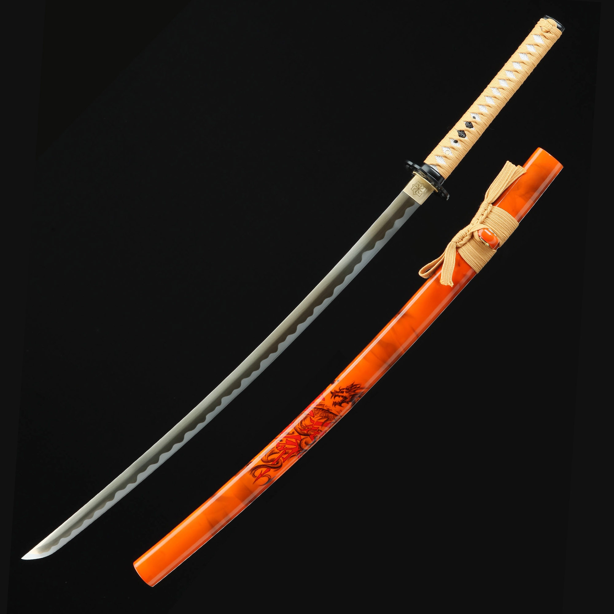 Orange Katana | Handmade Japanese Katana Sword Spring Steel With
