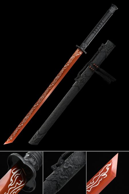 Handmade Chinese Tang Dynasty Sword With Red 1060 Carbon Steel Blade