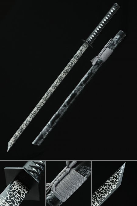 Handmade Japanese Ninjato Ninja Sword Full Tang With Black Blade