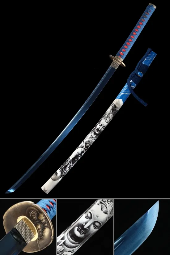 Handmade Japanese Samurai Sword With Blue 1095 Carbon Steel Blade