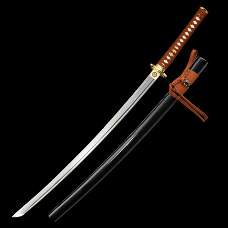 Handmade Full Tang Japanese Samurai Sword Damascus Steel With Black Scabbard