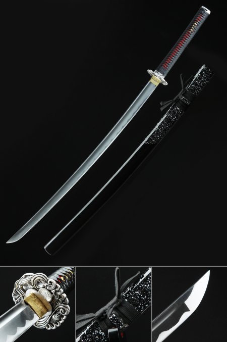 Katana Schwerter, Handgemachtes Japanisches Schwert Mit Wellen Und Fischart Tsuba
