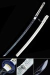 Blue Lightning Katana, Handmade Blade Blue Katana Sword With White Scabbard