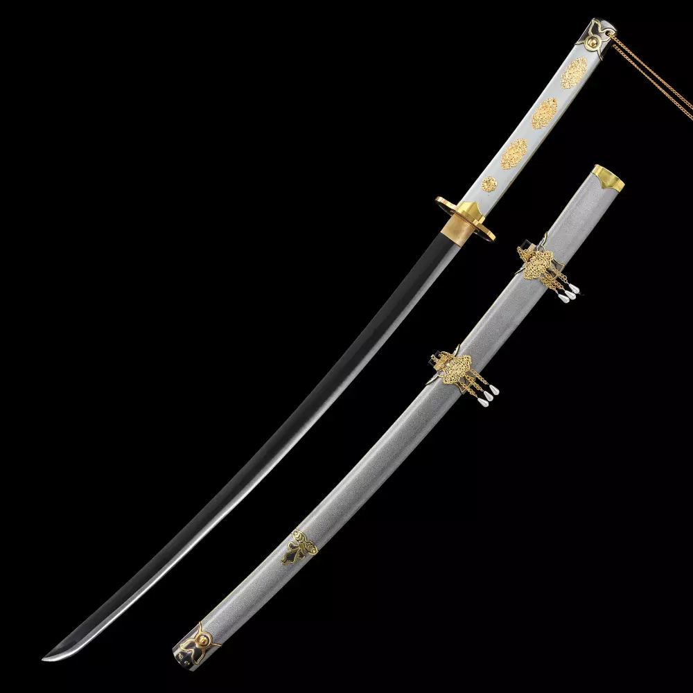 Tachi Sword | 1060 Carbon Steel Tachi Sword with Silver Matte Saya