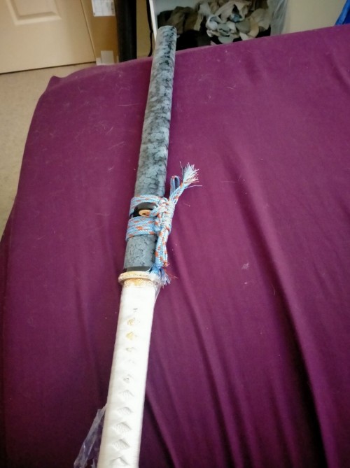 Handmade Japanese Ninjato Ninja Sword Real Hamon With Blue Scabbard