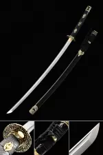 Handmade Japanese Samurai Sword High Manganese Steel With Black Scabbard