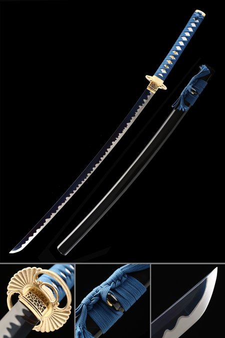 Blue Blade Katana, Handmade Japanese Katana Sword High Manganese Steel With Blue Blade