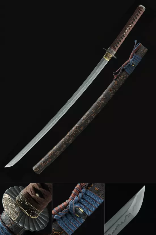 Handmade Japanese Katana Sword T10 Carbon Steel With Sunflower Tsuba