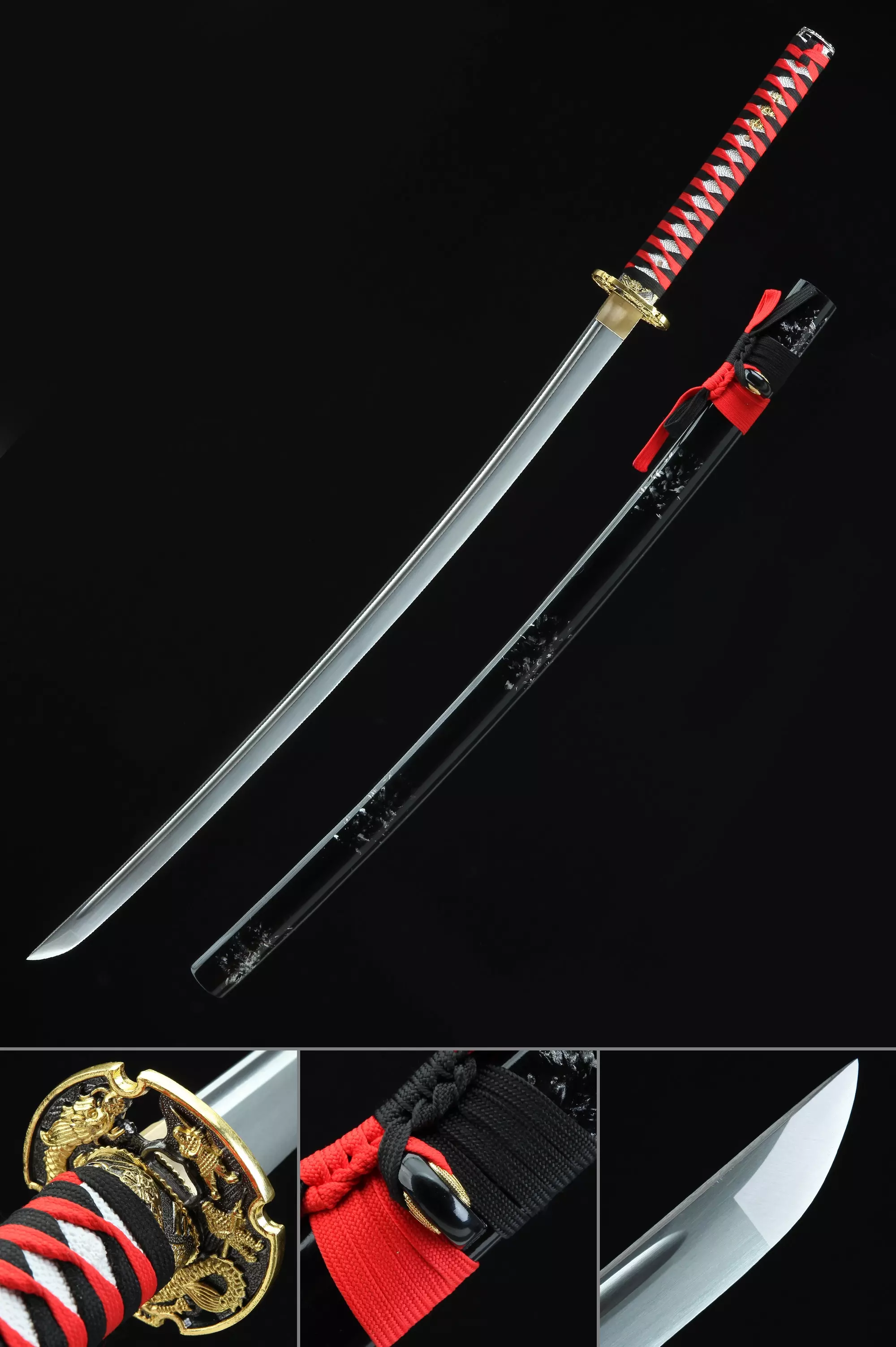 Red Handle Katana | Handmade Japanese Katana Sword Extra Long With Red ...