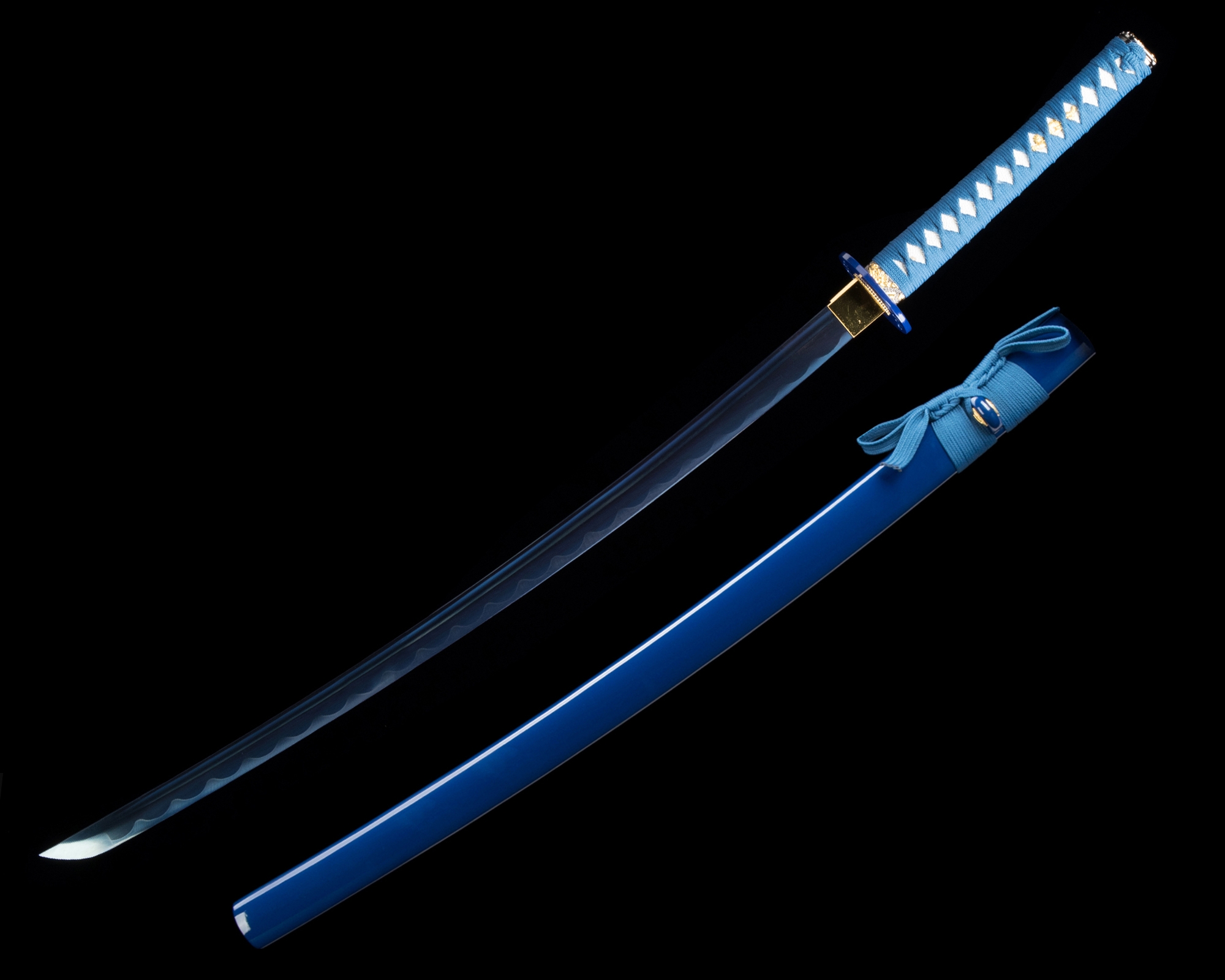Blue Katana | Handmade Japanese Samurai Sword 1045 Carbon Steel With Blue  Blade And Scabbard - TrueKatana